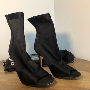 Burju Black Stiletto Heeled Boots with Peep-Toe
